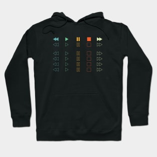 Repeated Music Player Buttons Retro Colors Hoodie